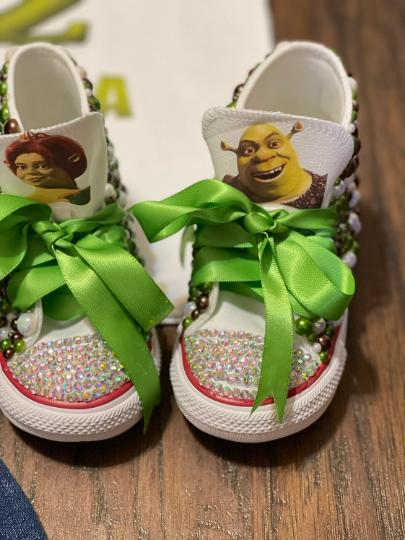 Shrek Bling Custom Converse Sneakers