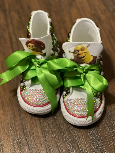 Shrek Bling Custom Converse Sneakers