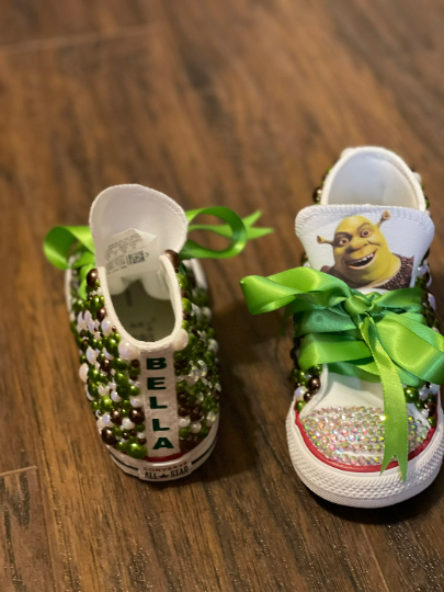 Shrek Bling Custom Converse Sneakers