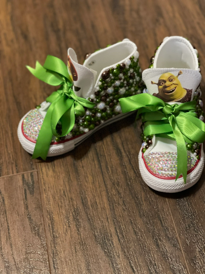 Shrek Bling Custom Converse Sneakers