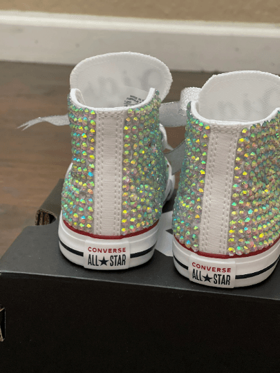 Silver Bling Custom White Converse Sneakers - Uneek Boutique by Dee