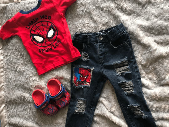 Distressed/Ripped Spiderman Skinny Jeans (Jeans Only) - Uneek Boutique by Dee