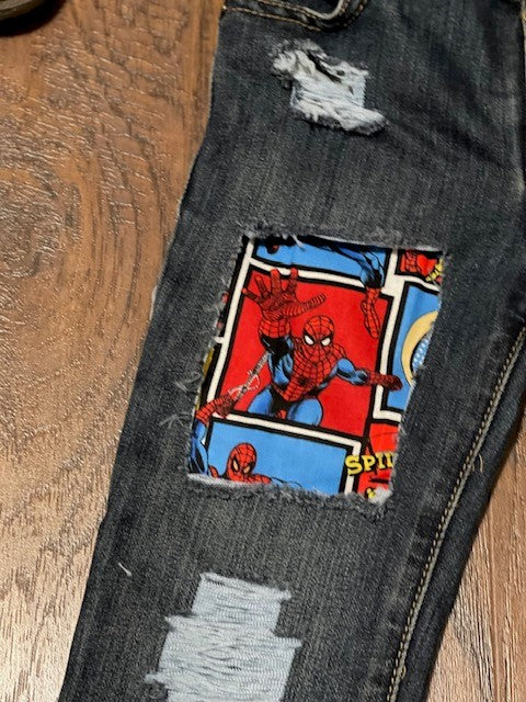 Distressed/Ripped Spiderman Straight Jeans (Jeans Only)