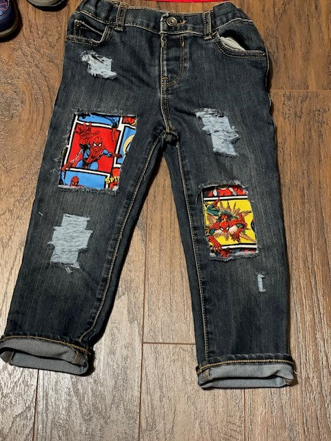 Distressed/Ripped Spiderman Straight Jeans (Jeans Only)