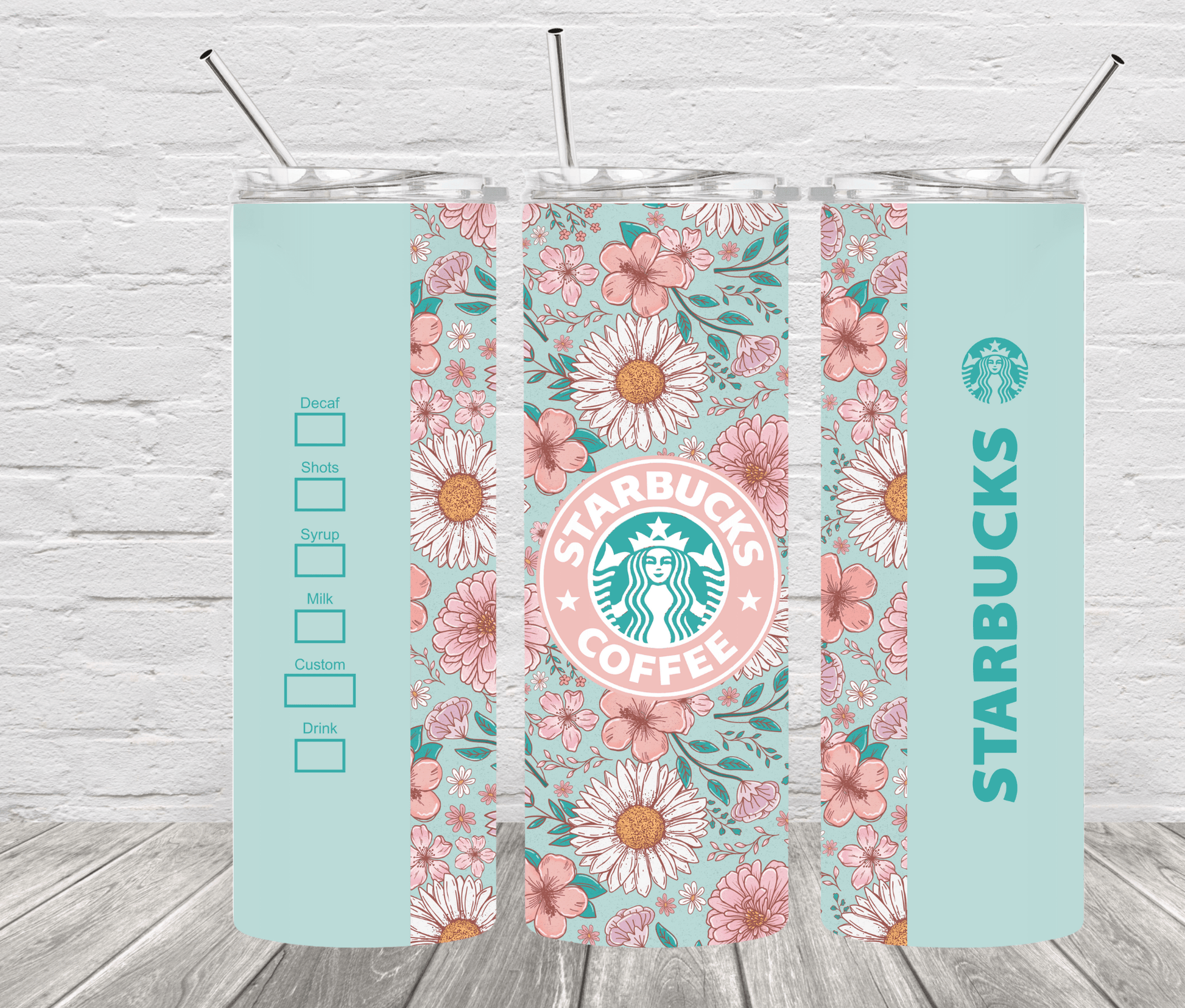 Starbucks Floral 20 oz Skinny Stainless Steel Tumbler - Uneek Boutique by Dee