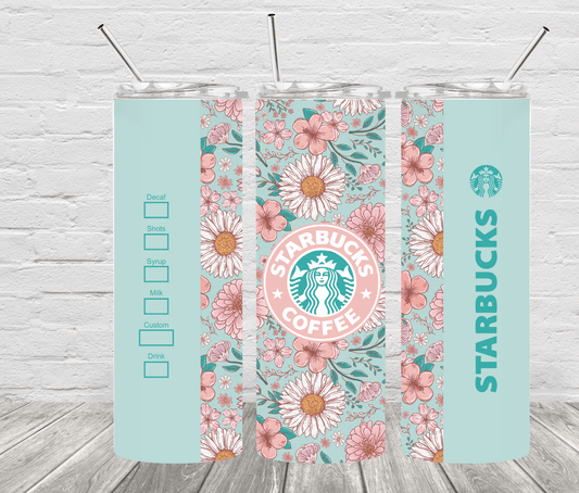 Starbucks Floral 20 oz Skinny Stainless Steel Tumbler - Uneek Boutique by Dee