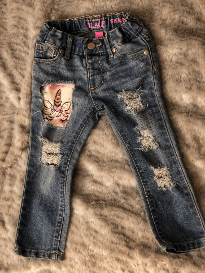 Unicorn Distressed Girl Jeans Front