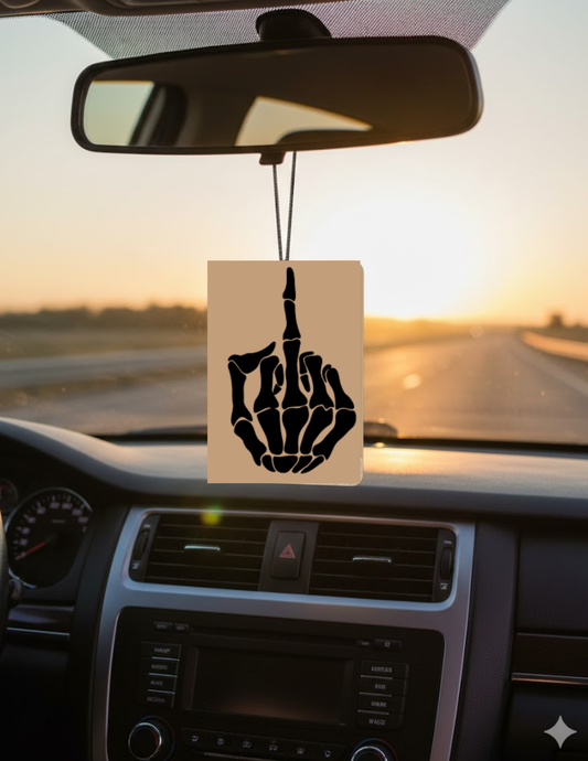 Middle Finger Skeleton Car Air Freshener
