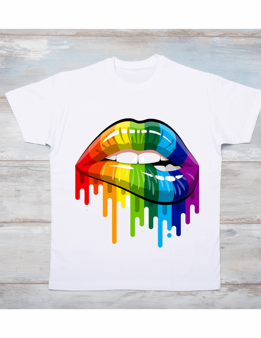 Pride Rainbow Lip Bite LGBTQ Graphic T-Shirt