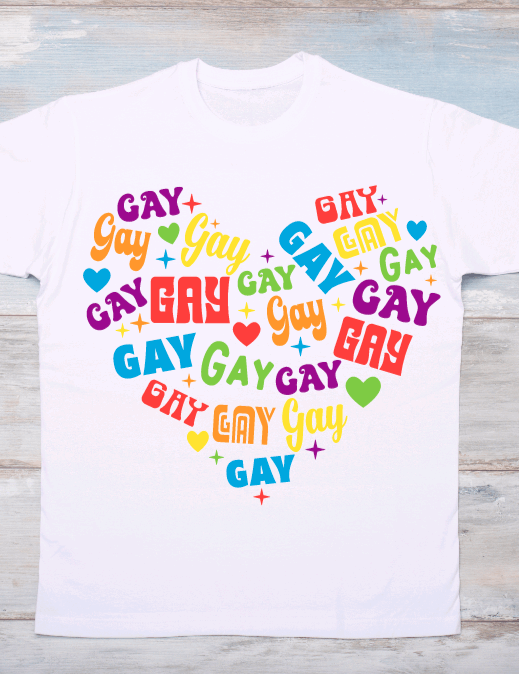 Gay Heart Love LGBTQ Graphic T-Shirt